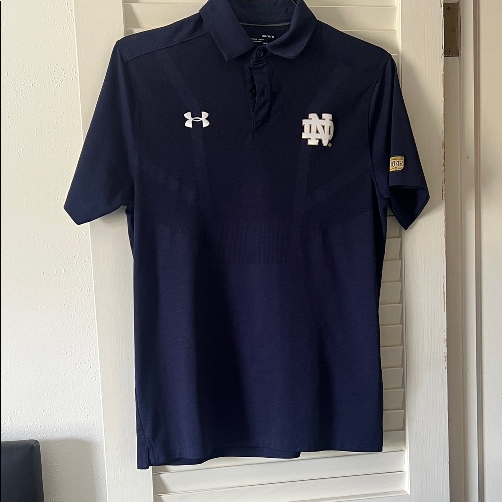 Under Armour Men's Dark Blue Polo with Notre Dame logo